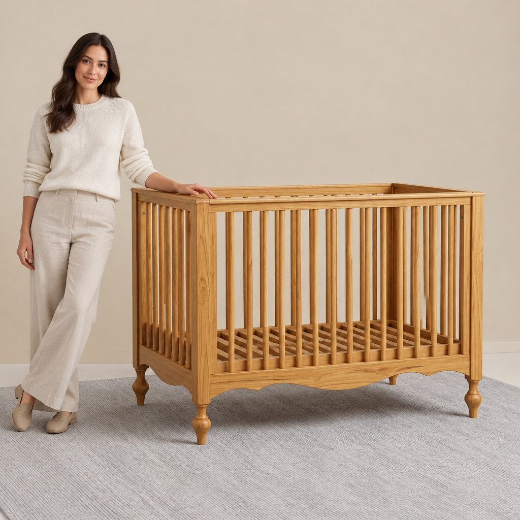 Adult interacting with crib