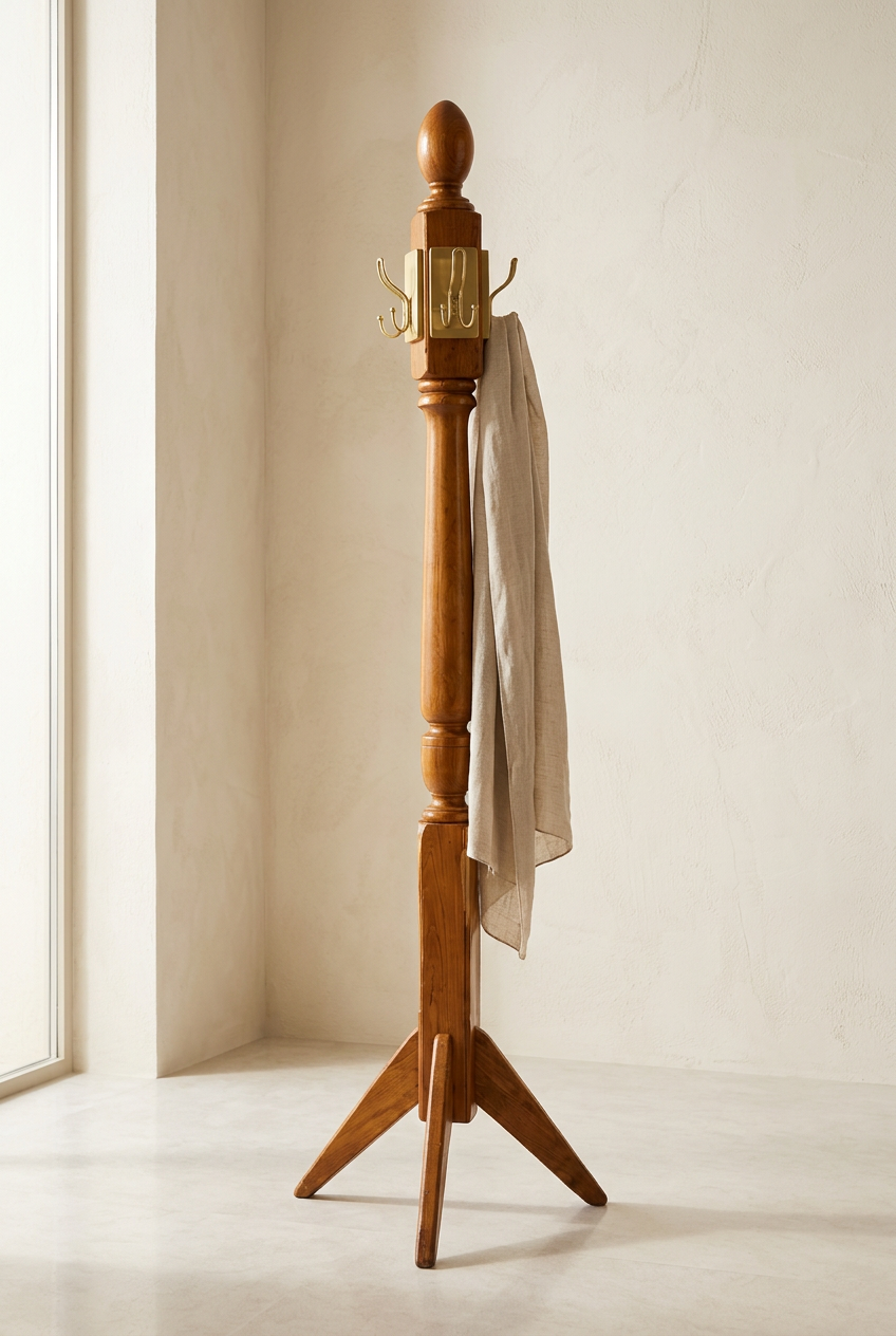 Amerons coat rack styled in a minimal entryway