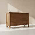 Mocha teak wood dresser with six drawers
