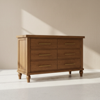 Mocha teak wood dresser with six drawers